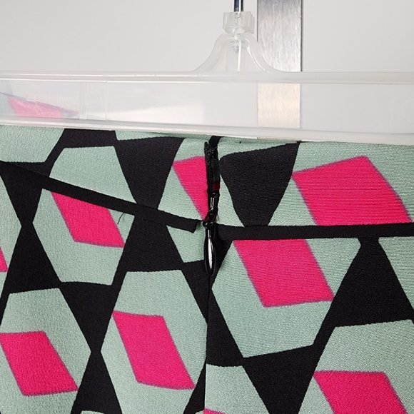 Diane Von Furstenberg Pink and Green Geometric Midi Skirt - Picture 7 of 10